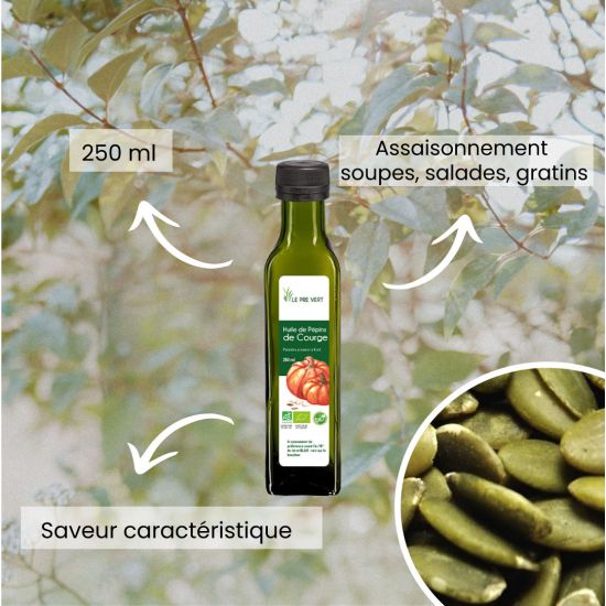 Huile de Pépins de Courge Huile végétale BIO Source d’Oméga 6