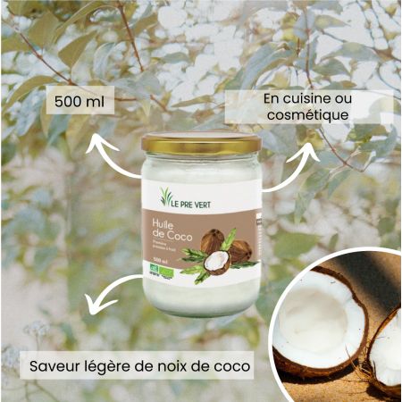 Huile de Coco – Huile végétale BIO – Culinaire et cosmétique